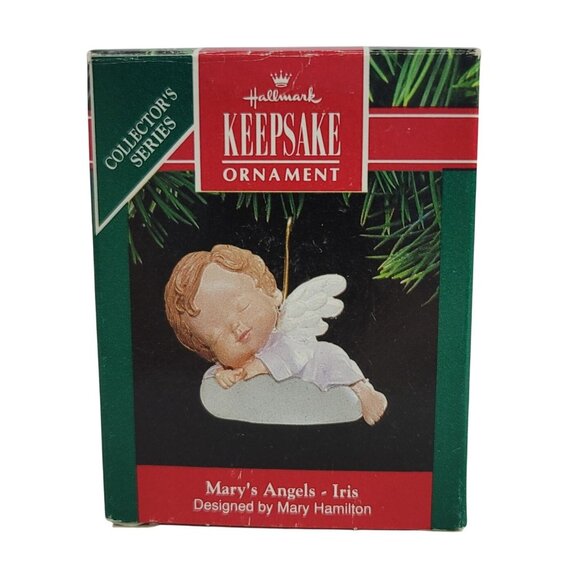 Hallmark Ornament Mary's Angels Iris Series Sleeping Angel on Cloud 1991 Vintage - Picture 9 of 11
